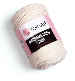 Macrame Cord 3mm (60% хлопок, 40% вискоза и полиэстер) - 85м / 250г (УПАКОВКА 4 МОТКА) фото 3